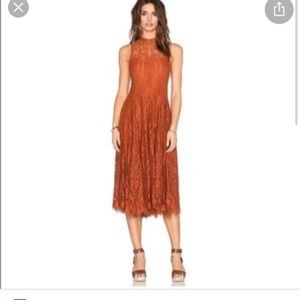 Free People Angel Rays Burt Orange Lace Midi dress